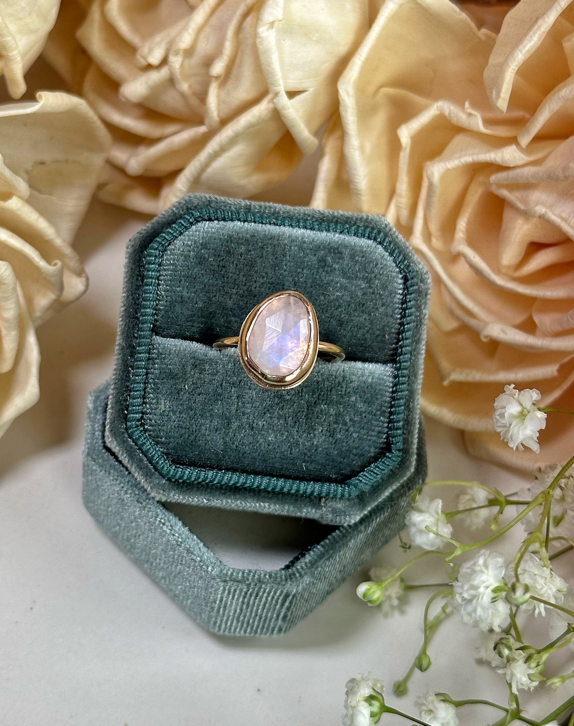 Rainbow moonstone ring Size 8