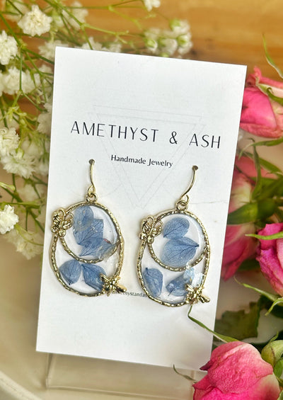 Garden blue hydrangea earrings